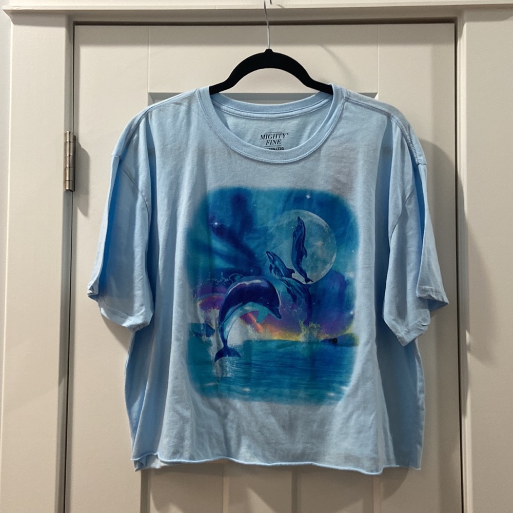 Dolphin print Mighty fine 2X crop top nwt 🐬